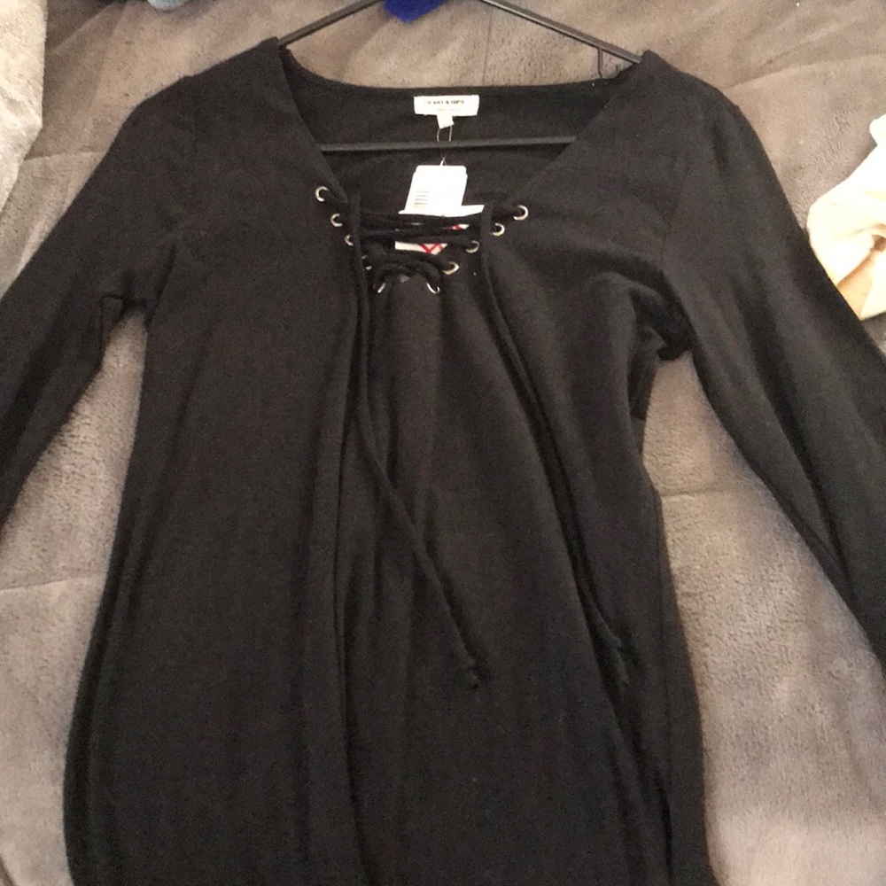 Cross laced black dress